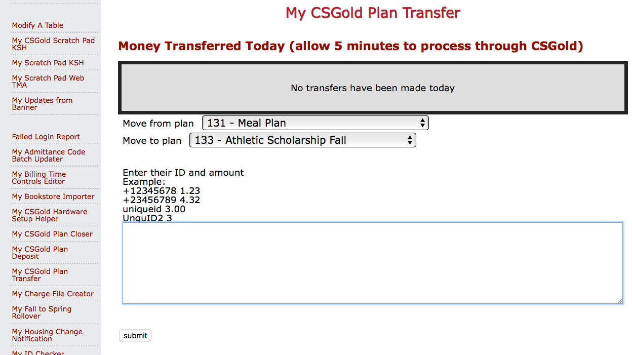 My CSGold Plan Transfer